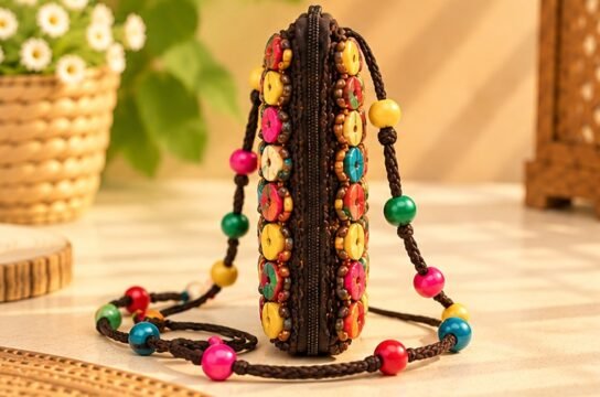 Ornate Tribal Beaded Clutch Wallet